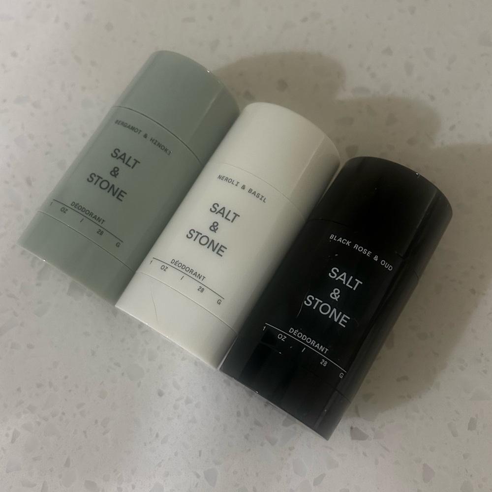 NEW Salt & Stone Mini Travel Deodorants, Set of 3 (Discovery Set Minus Santal)